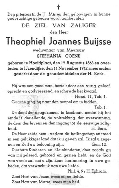 Bidprentje van Theophiel Joannes Buijsse