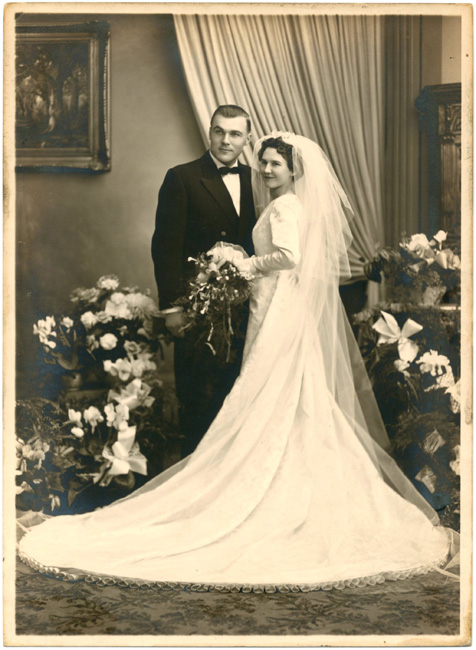Huwelijksfoto van André Remerie en Jacqueline Van Zele