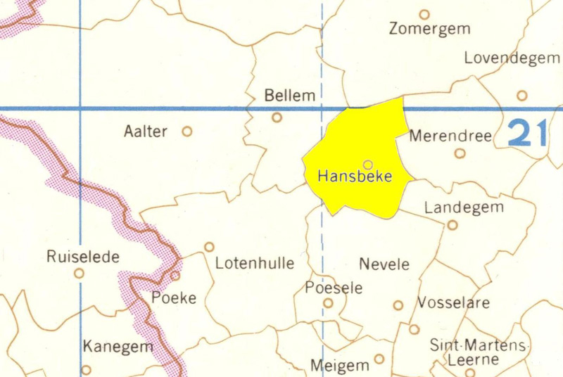 Hansbeke en zijn geburen op een landkaart van 1973