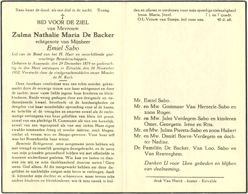 Zulma Nathalie Maria De Backer