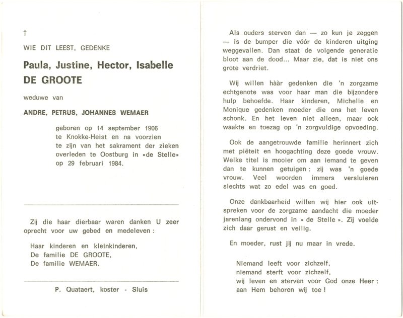 Paula Justine Hector Isabelle De Groote
