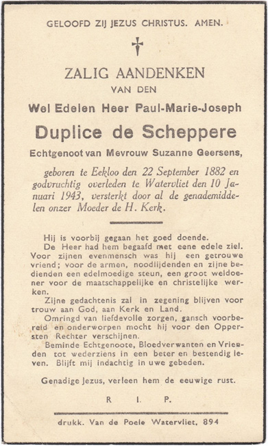 Paul - Marie - Joseph Duplice de Scheppere