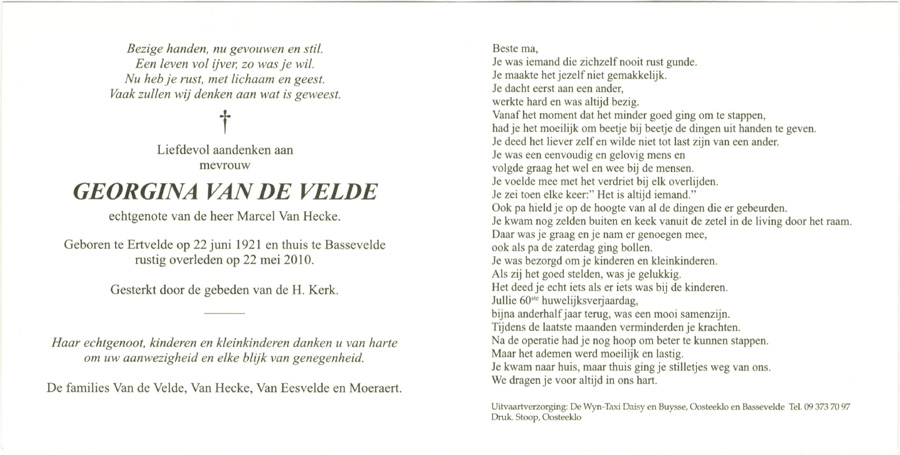 Georgina Van De Velde