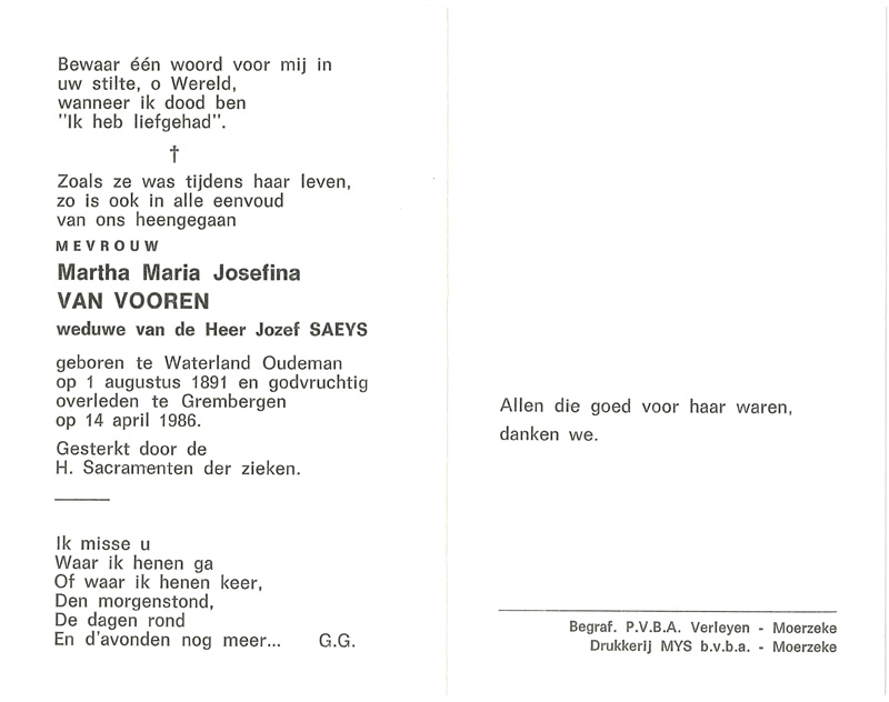 Martha Maria Josefina Van Vooren