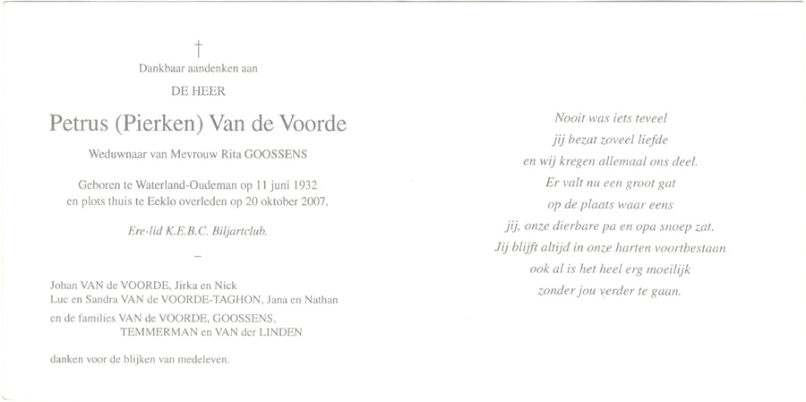Petrus (Pierken) Van de Voorde