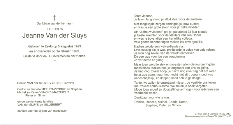 Jeanne Van der Sluys