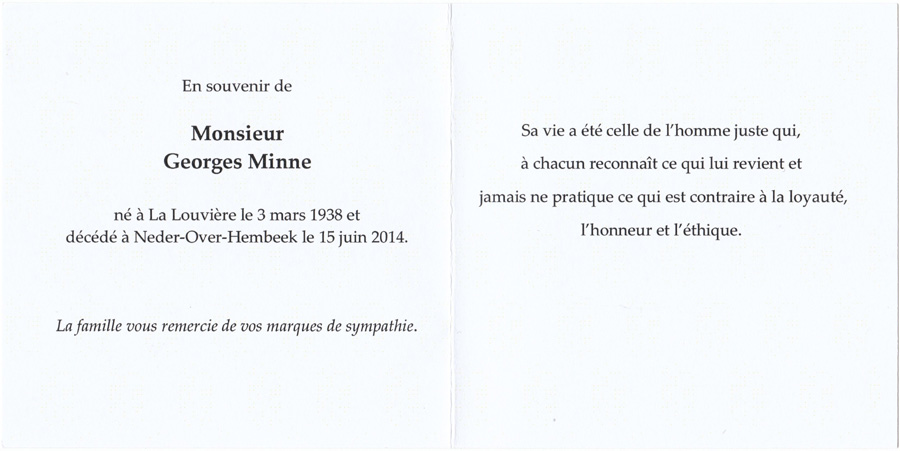 A la mémoir de Georges Minne