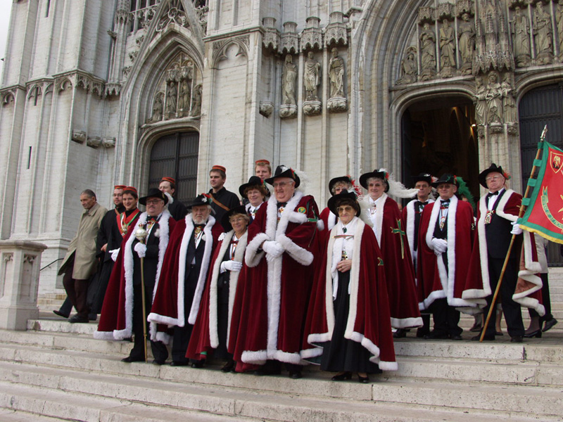 Leaving the Cathedral of St.-Michael and St. Gudule<br>
   after the annual High Mass.