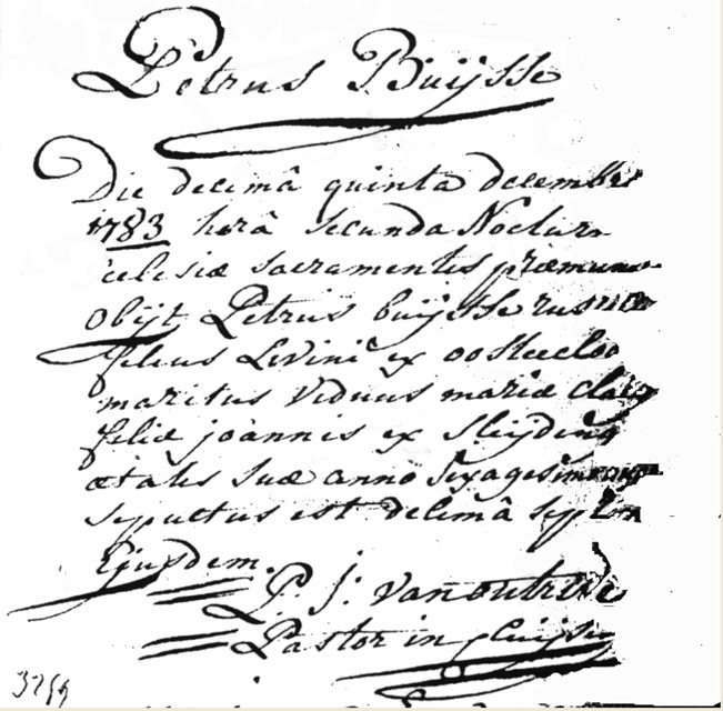 Overlijdensacte van Petrus BUYSSE
