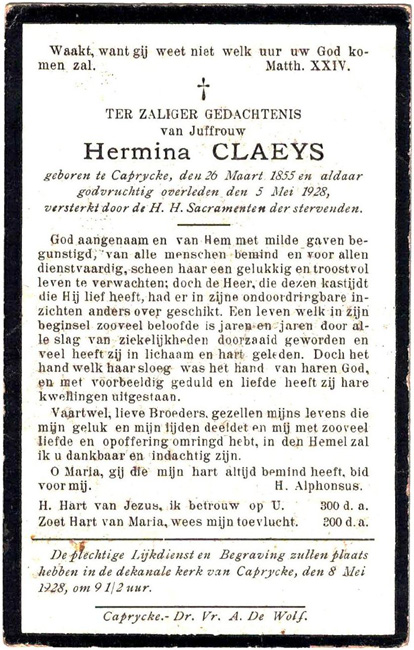 Hermina's bidprentje