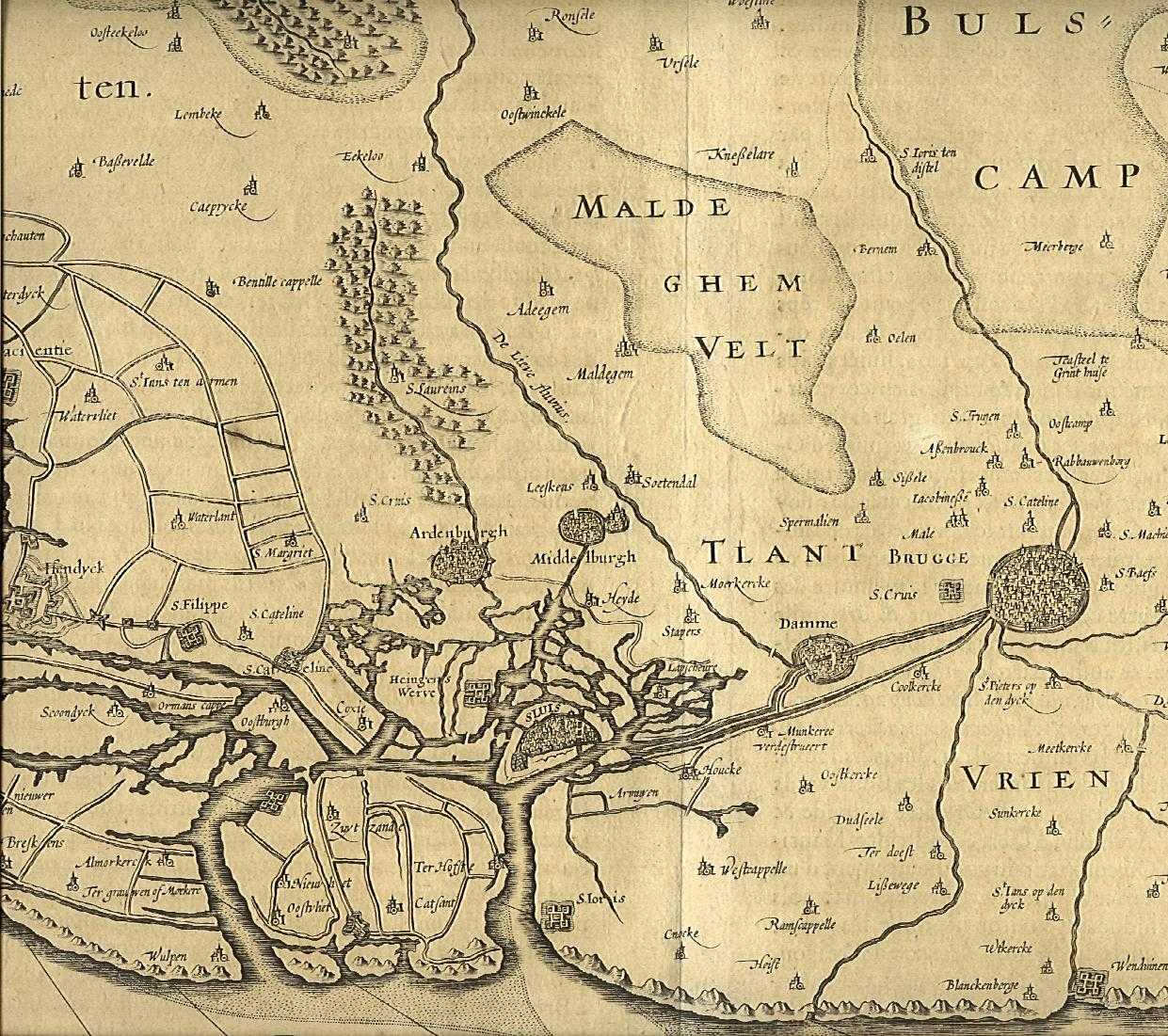 Part of a 1613 map of Flanders