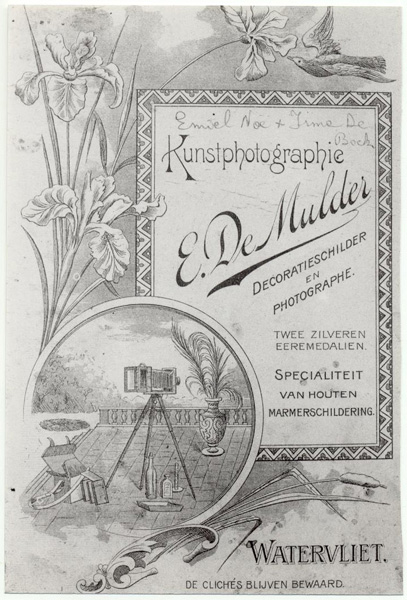 The reverse side of the wedding picture of Emiel Noë and Irma De Bock