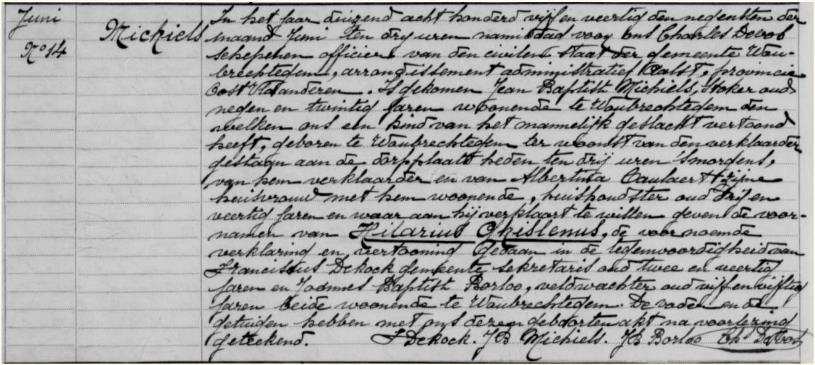 De familie van Hilaire Michiels en Marie Anna Ceuterick