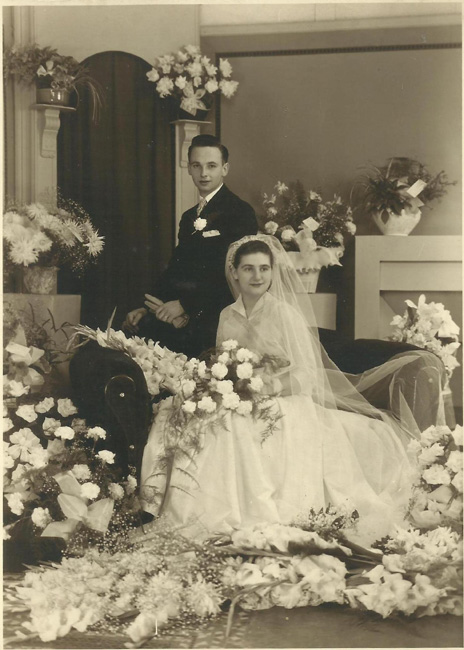 Huwelijksfoto van Antoinette Van Damme en Antoon Acke