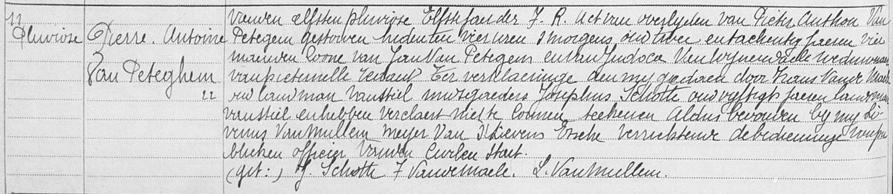 Overlijdensakte van Petrus Anthonius Van Peteg(h)em