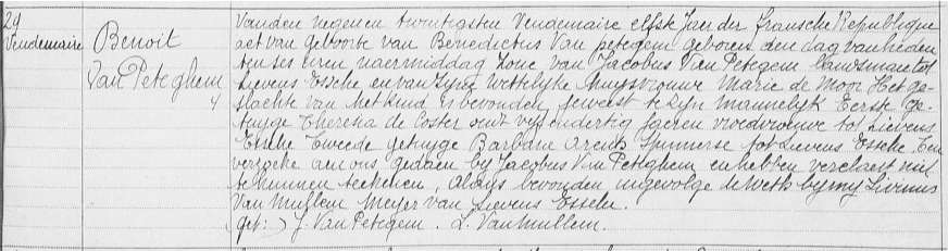 Geboorte-akt van Benoît Van Petegem