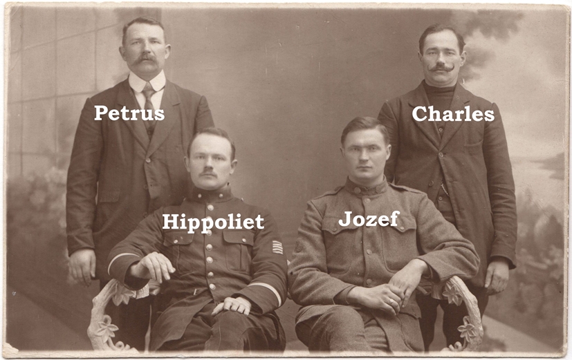 Four sons of Hugo: fltr.: Petrus, Hippoliet, Jozef and Charles