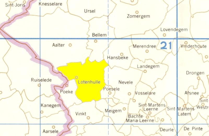 Lotenhulle en zijn geburen op een landkaart van 1973