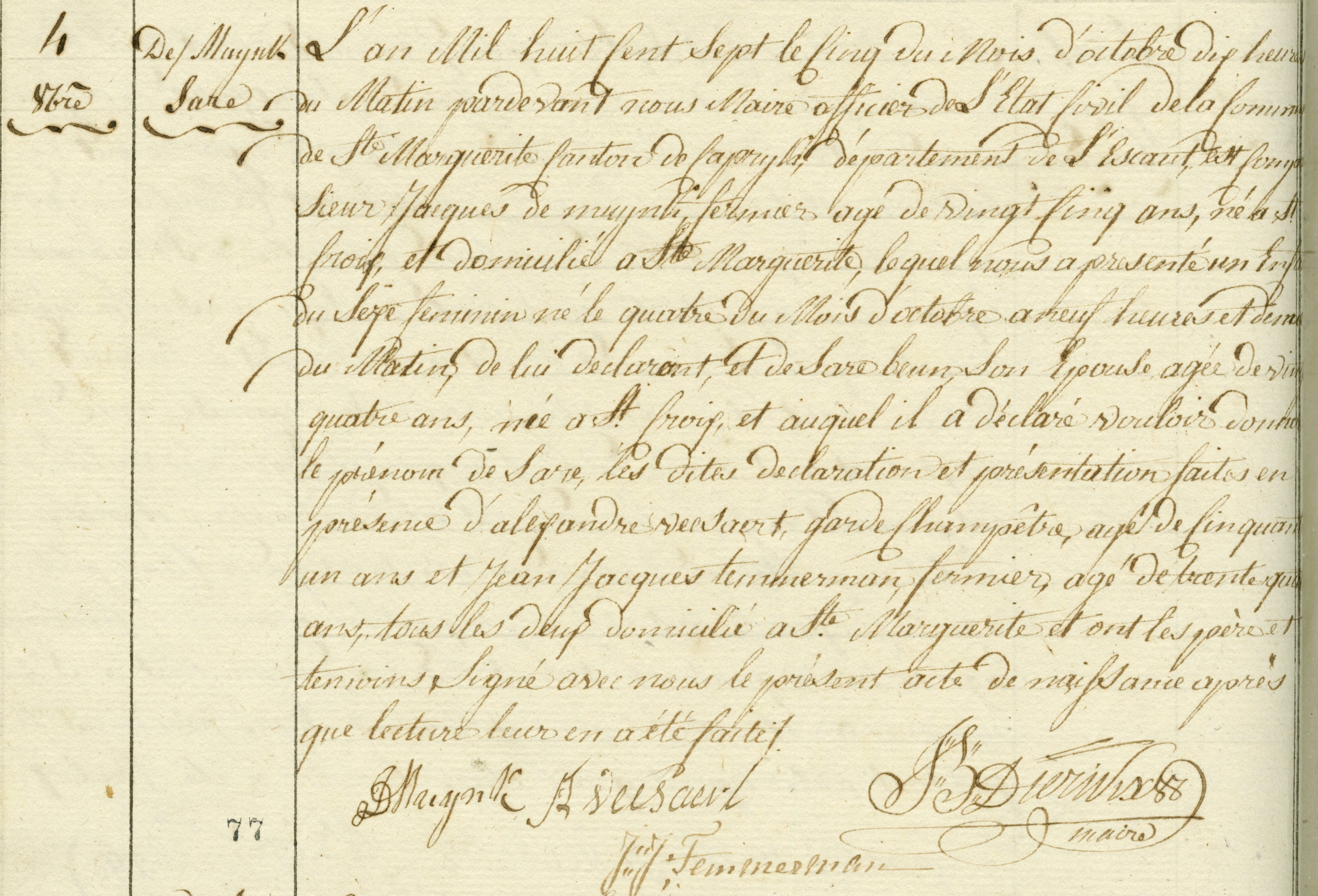 Geboorte-akt van Sare De Muynck