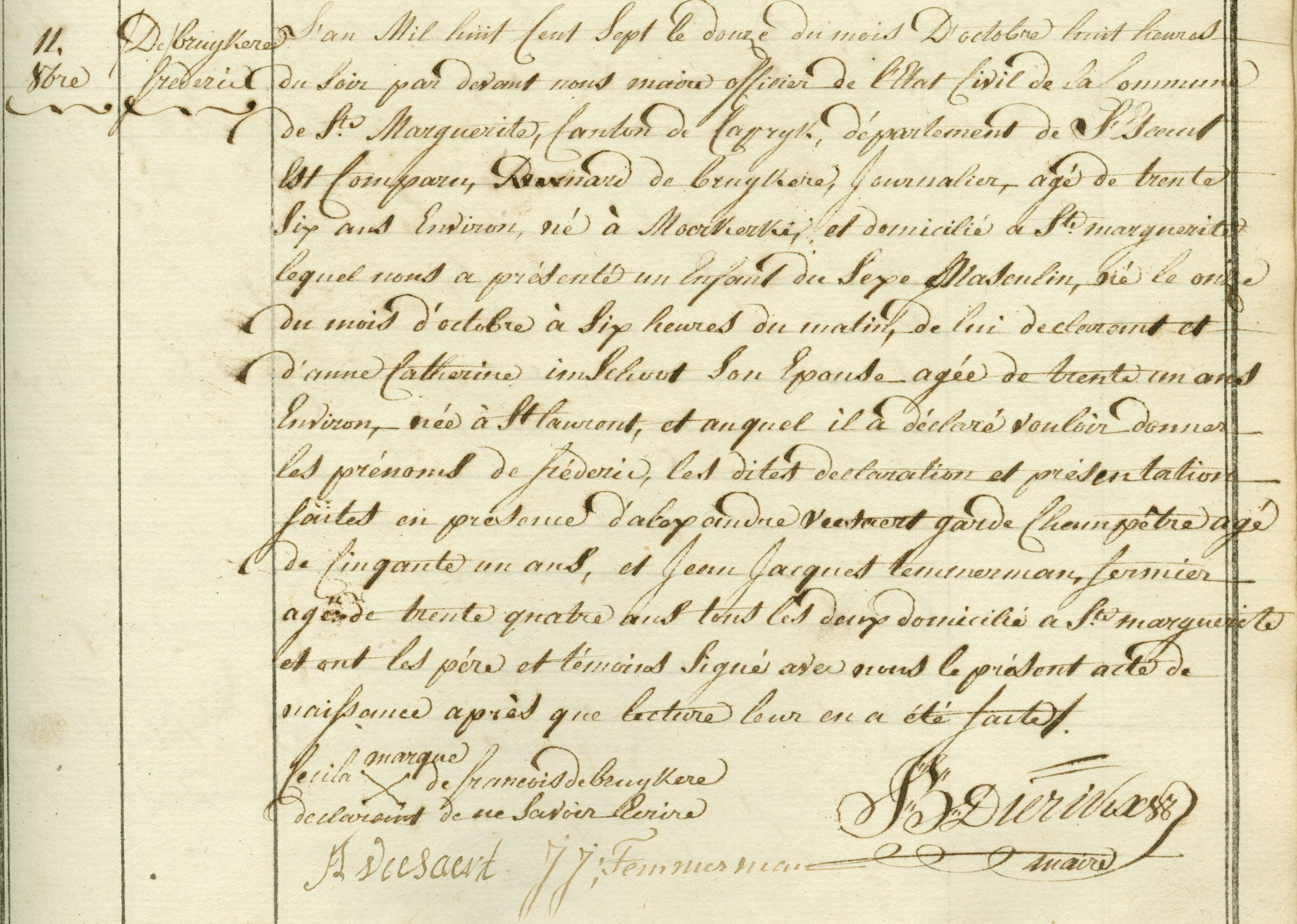 Geboorte-akt van Frederic De Bruykere