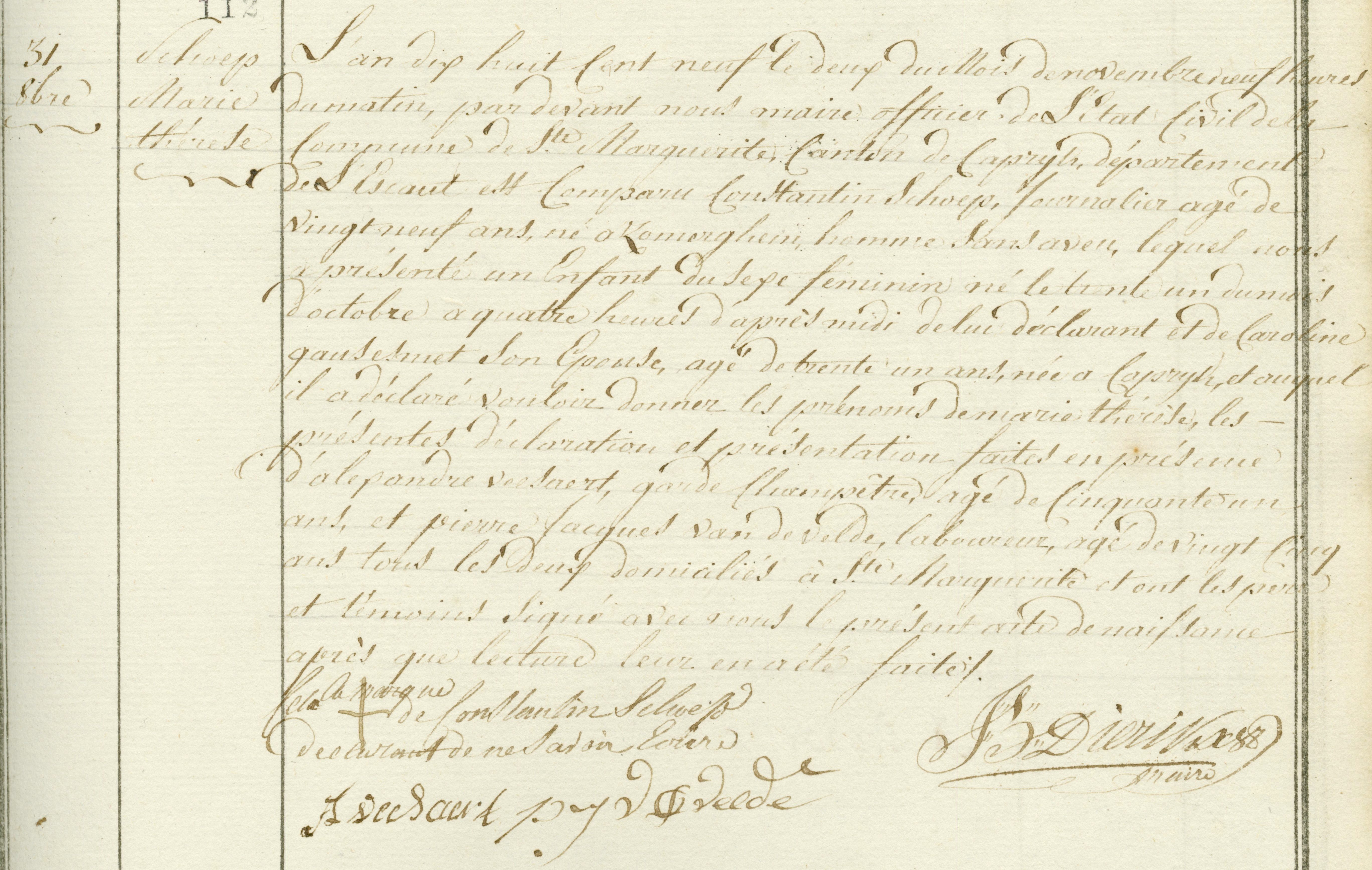 Geboorte-akt van Marie Thérèse Schoep