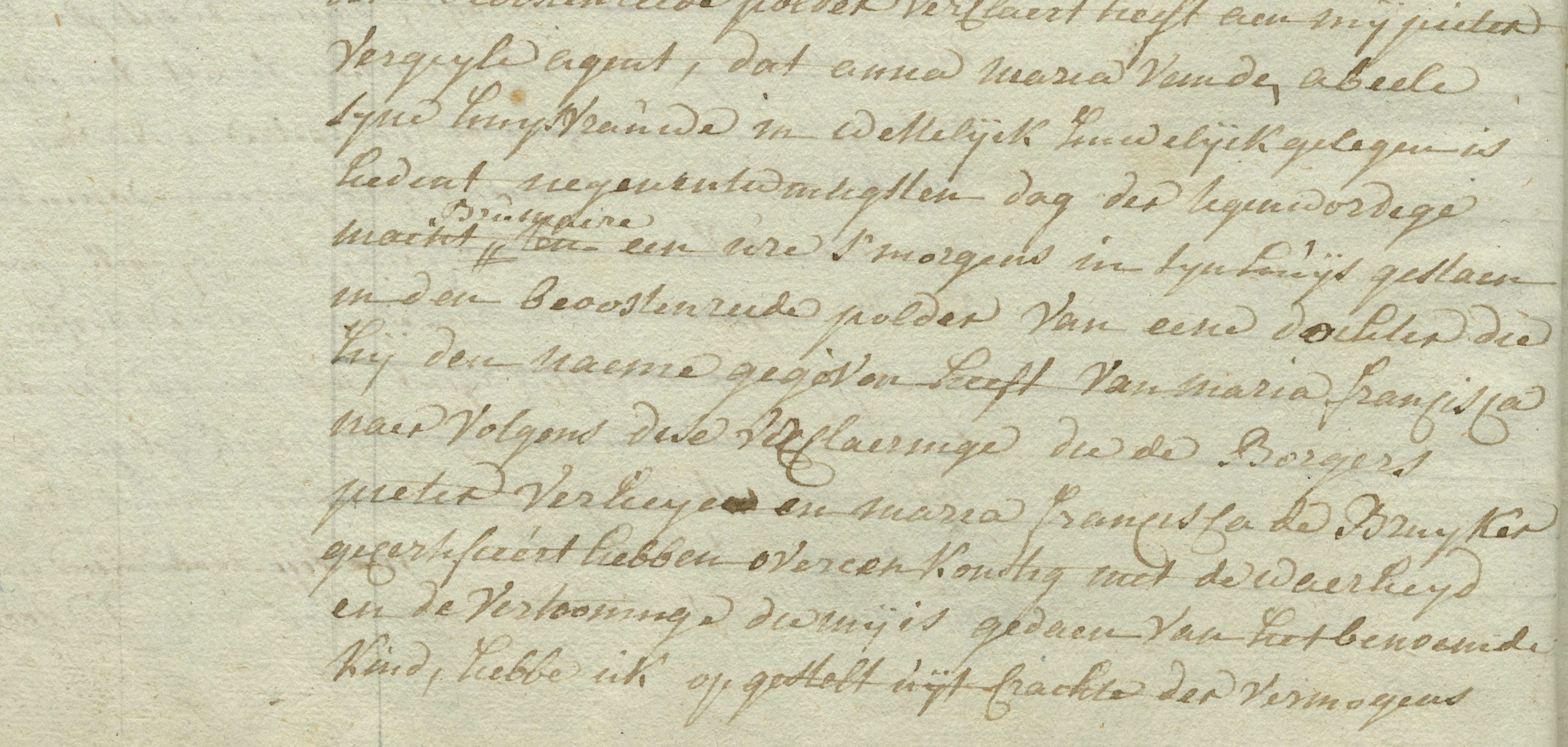 Geboorte-akt van Maria Francisca Vercruijsse