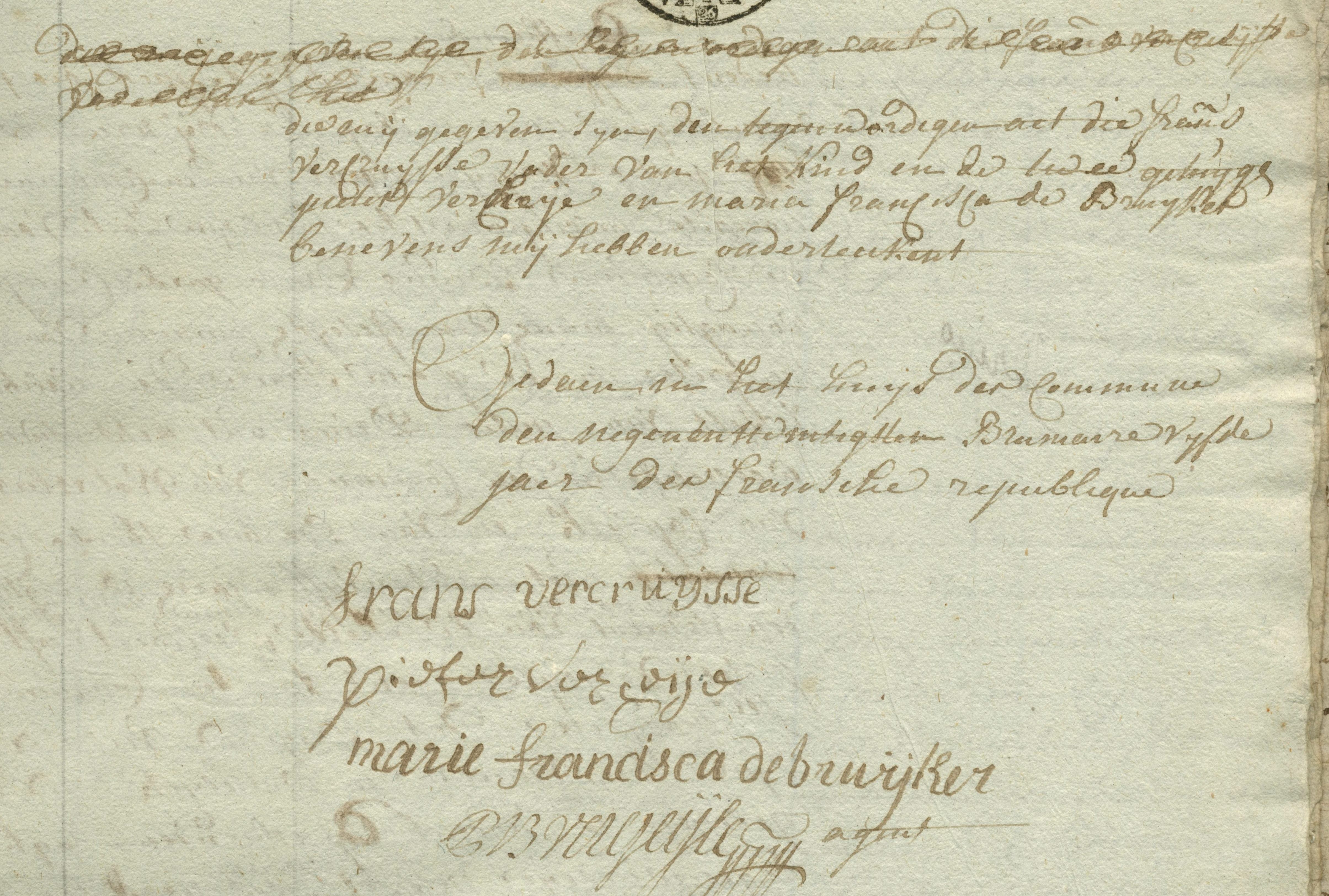 Geboorte-akt van Maria Francisca Vercruijsse