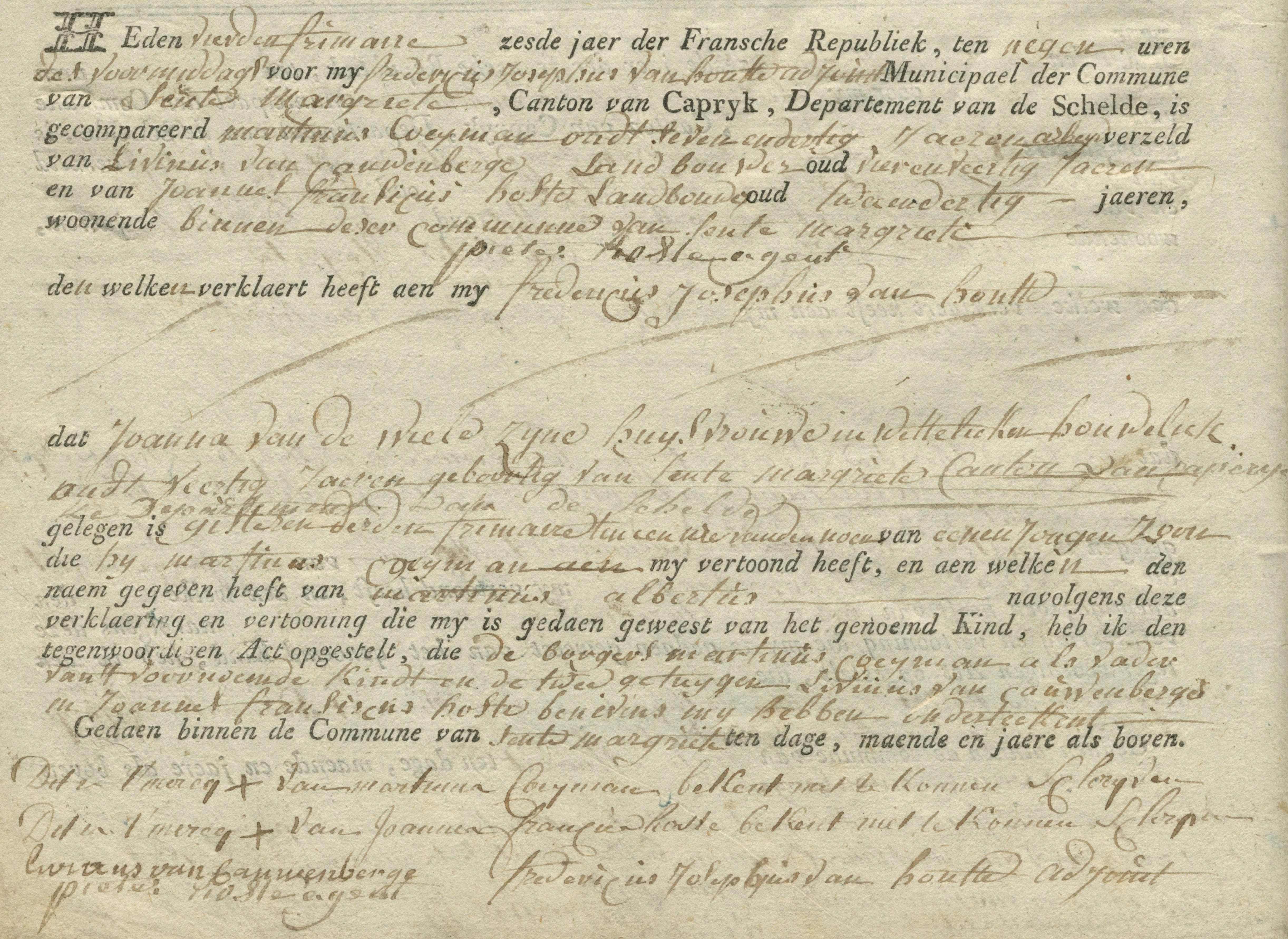 Geboorte-akt van Martinus Albertus Coeyman