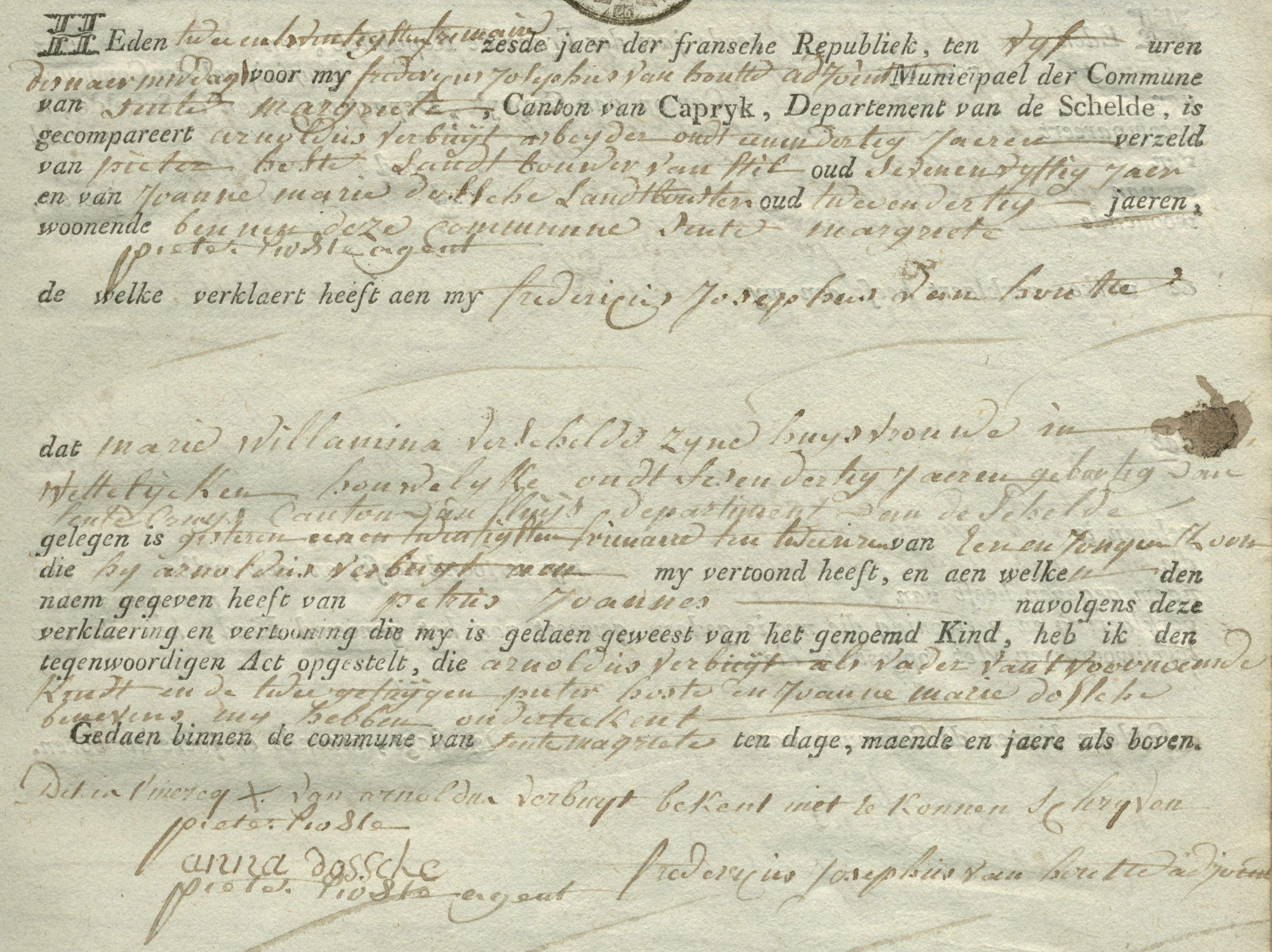 Geboorte-akt van Petrus Joannes Verbuijt