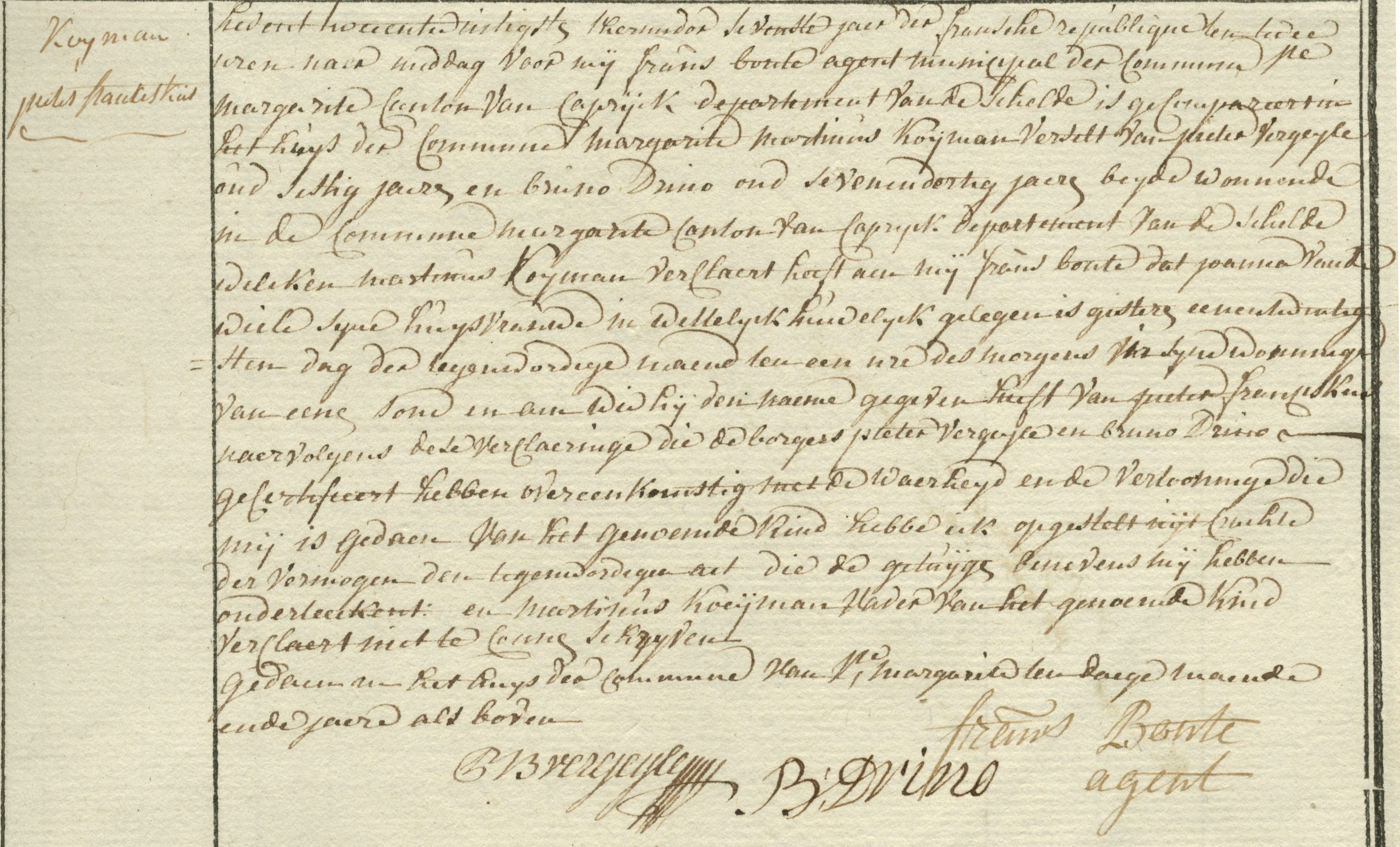 Geboorte-akt van Pieter Franciskus Koyman