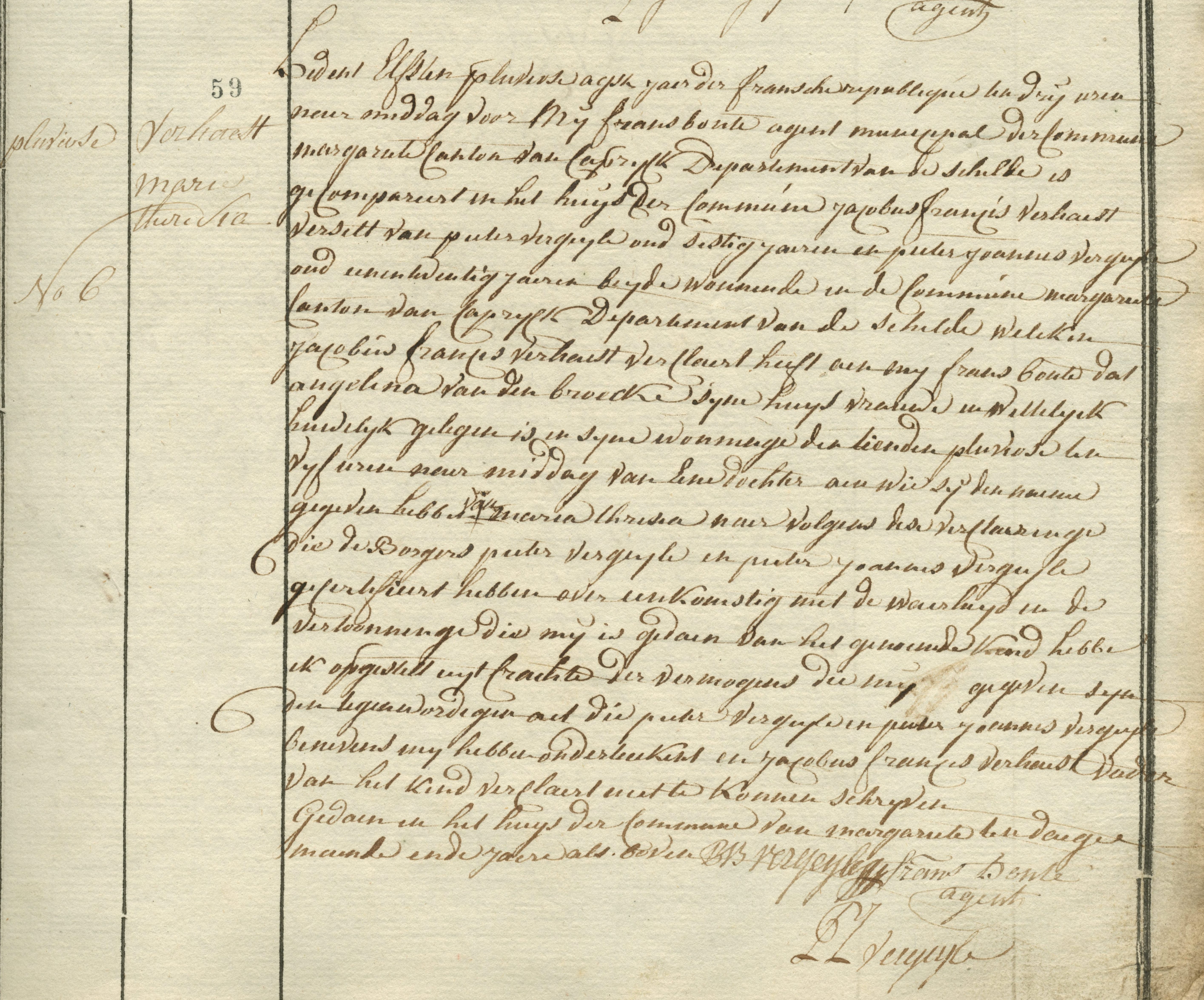 Geboorte-akt van Maria Theresia Verhaest
