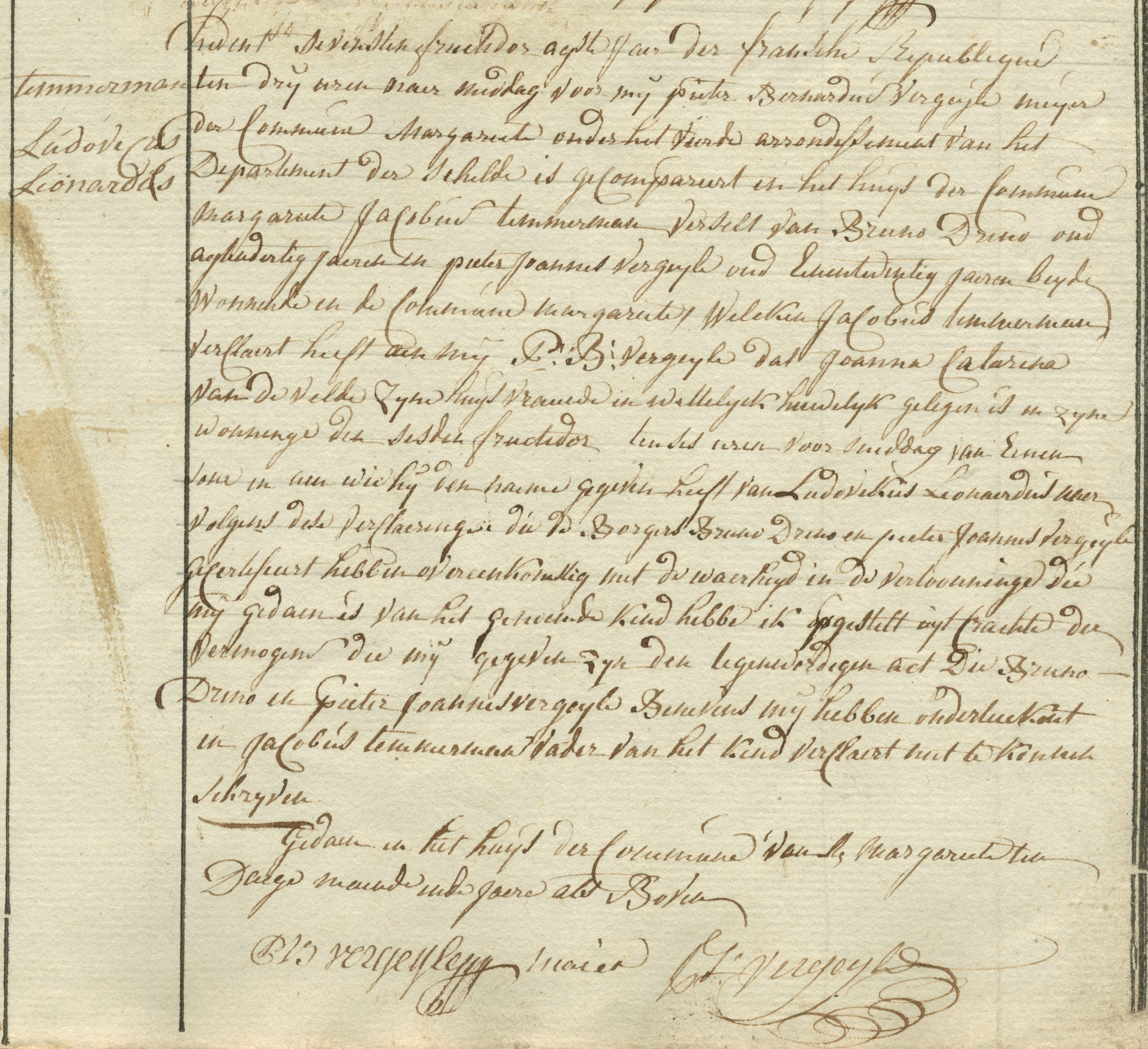 Geboorte-akt van Ludovikus Leonardus Temmerman