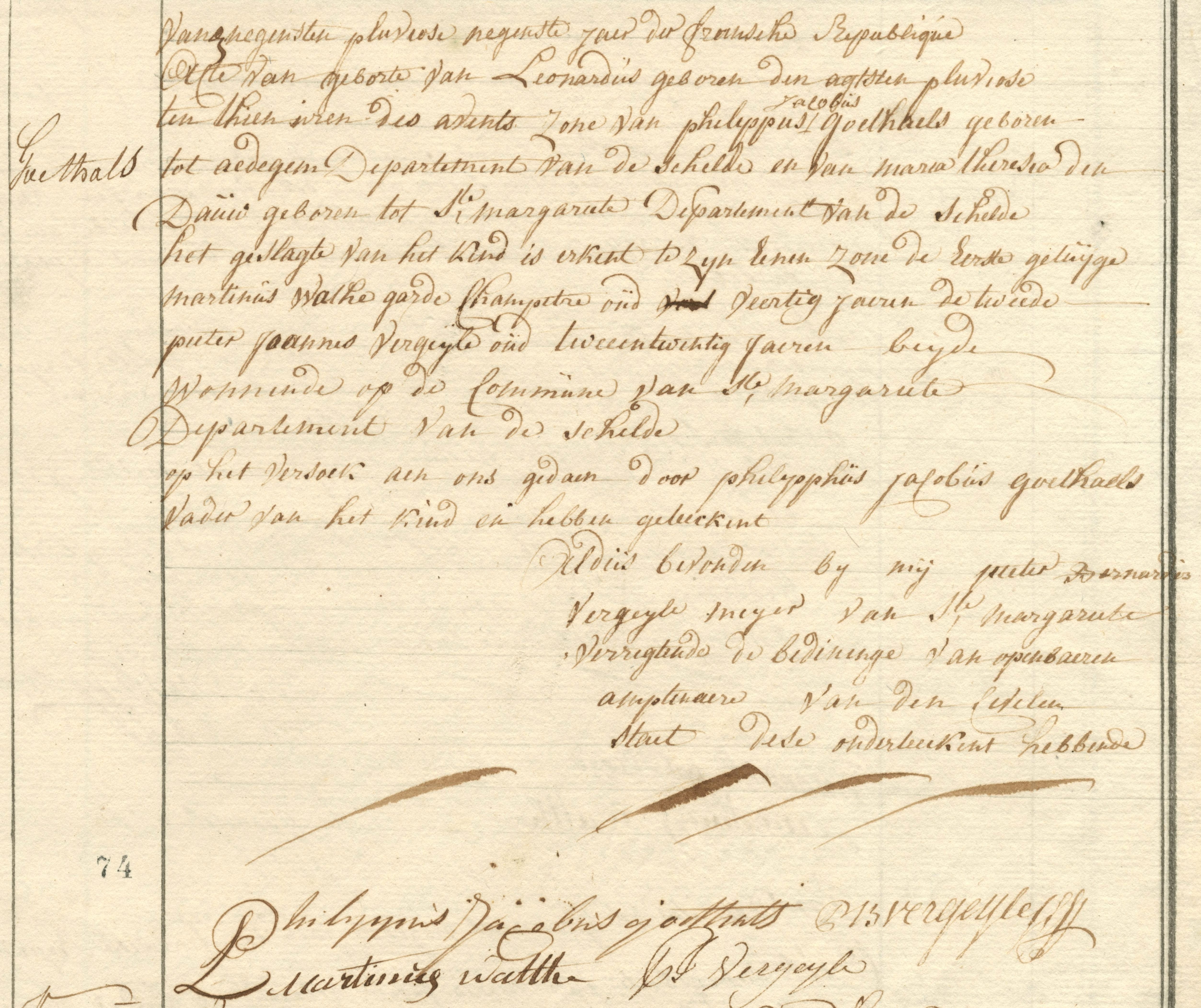 Geboorte-akt van Leonardus Goethals