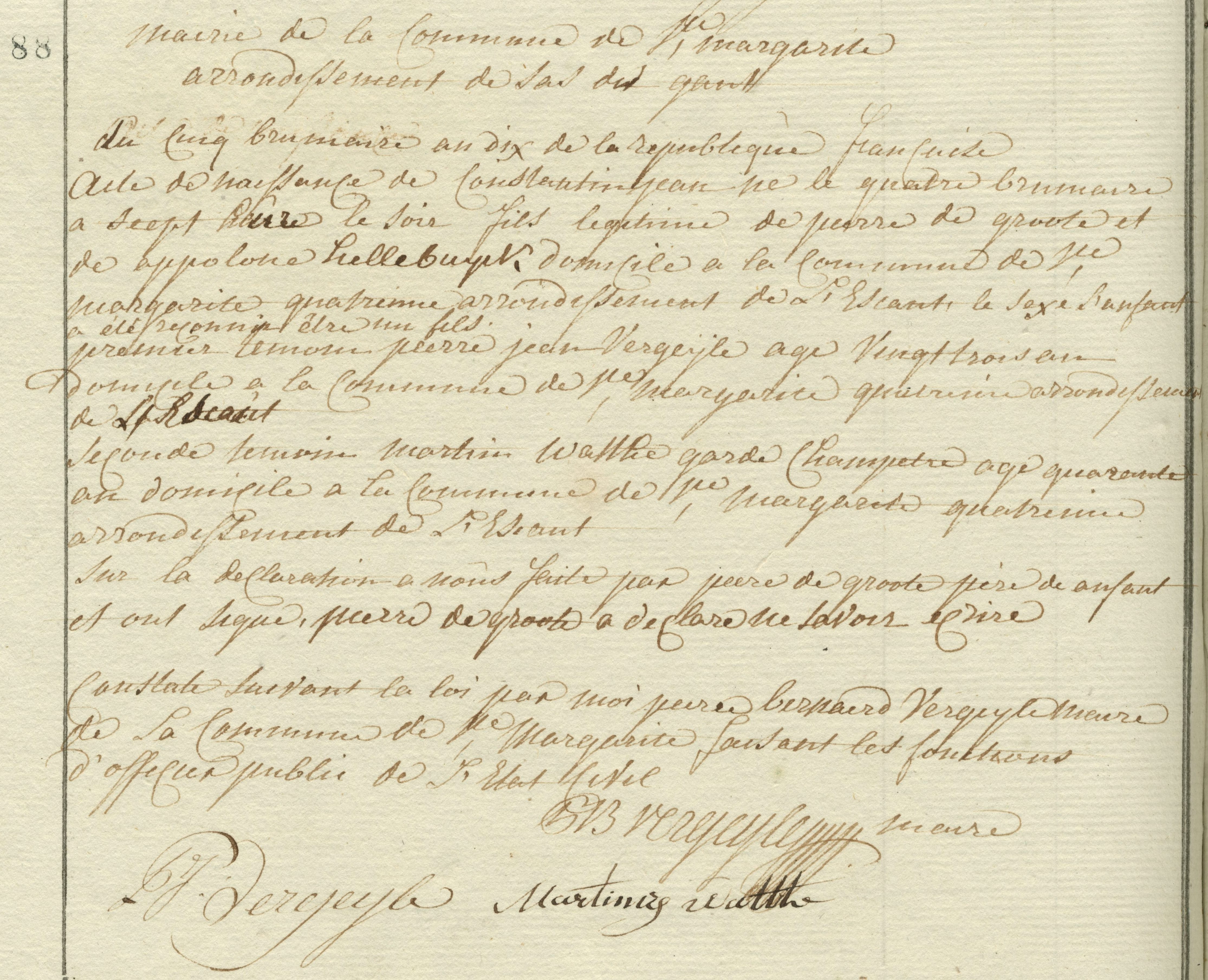 Geboorte-akt van Constantin Jean de Groote