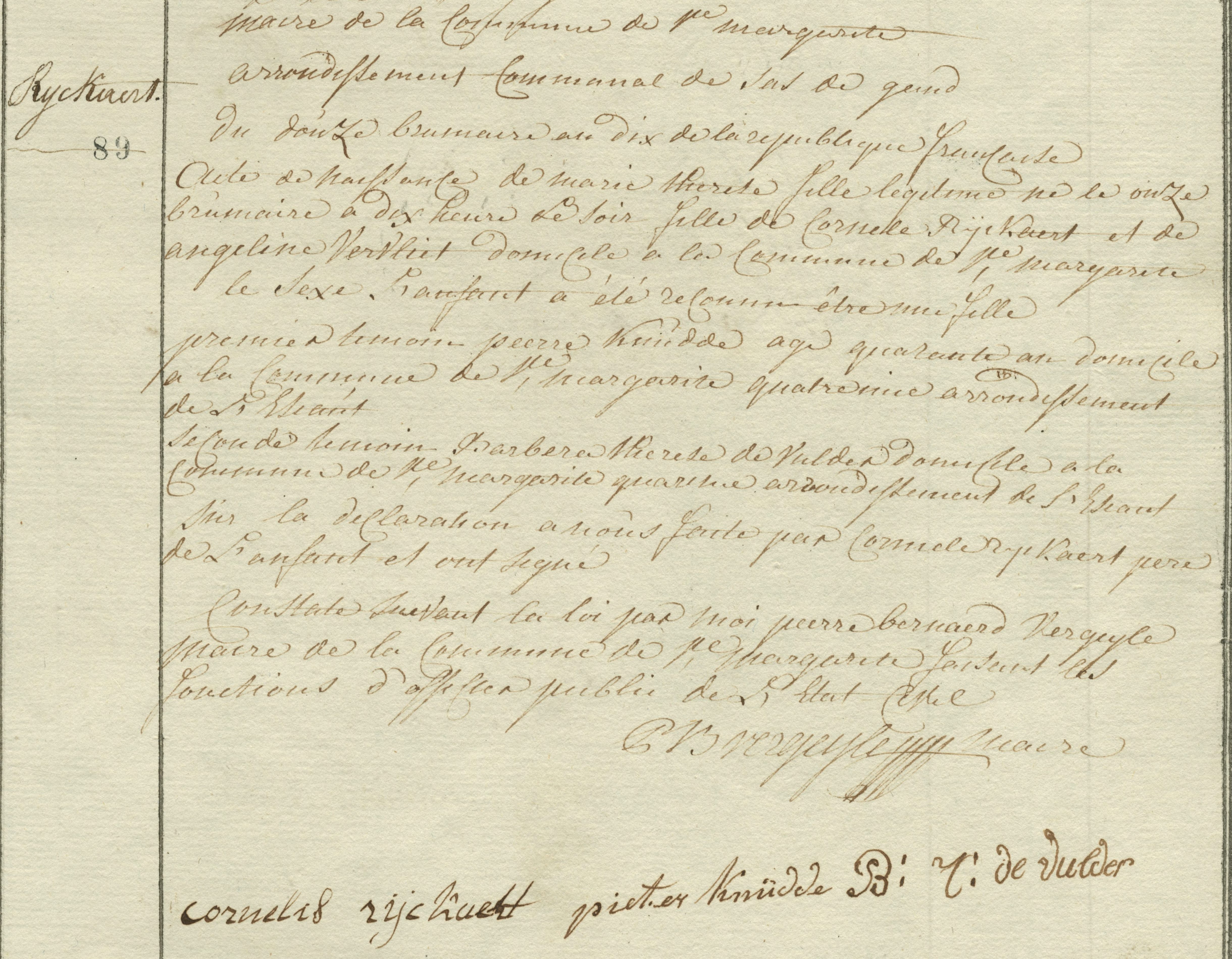 Geboorte-akt van Marie Therese Rijckaert
