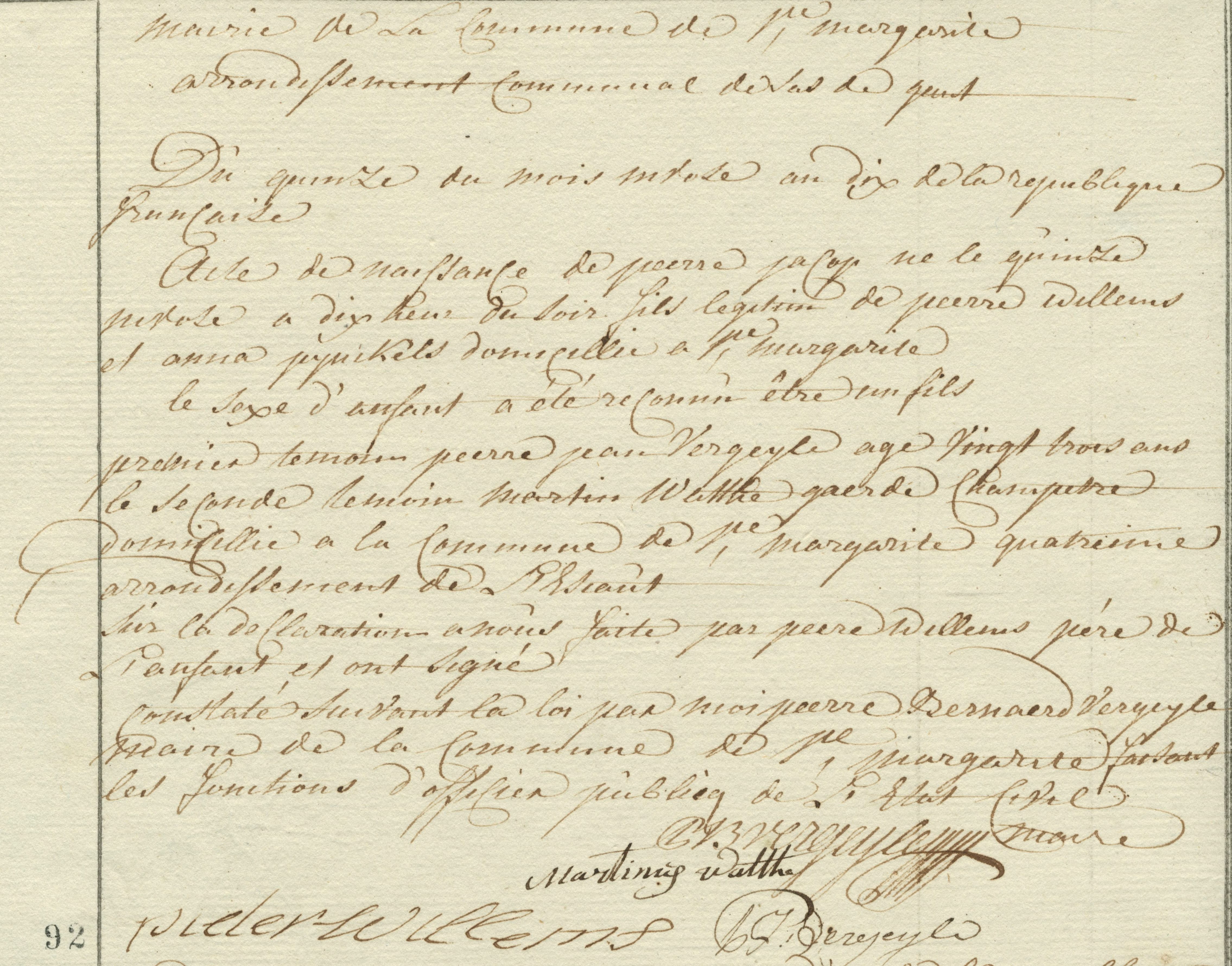 Geboorte-akt van Pierre Jacop Willems