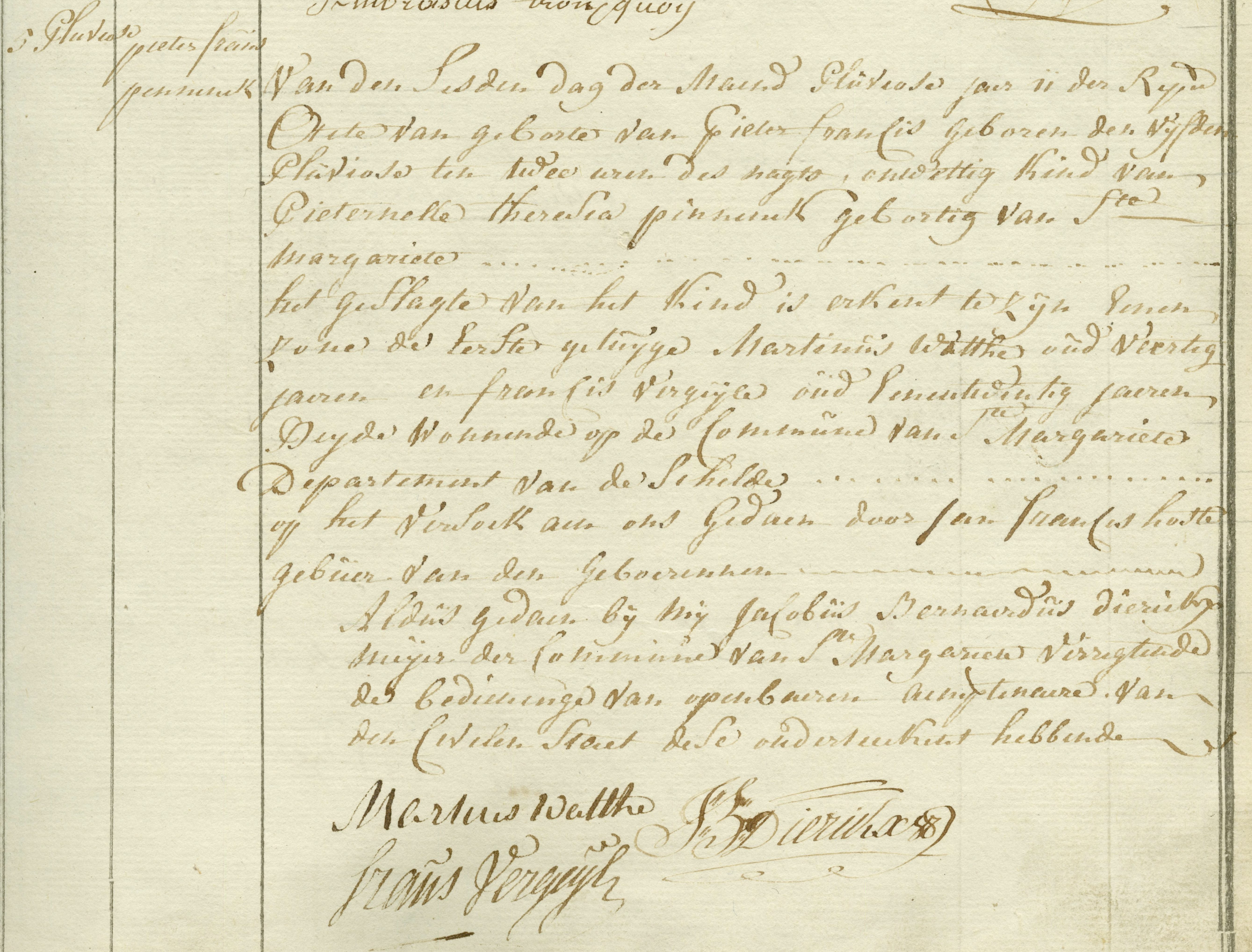 Geboorte-akt van Pieter Francis Pinninck