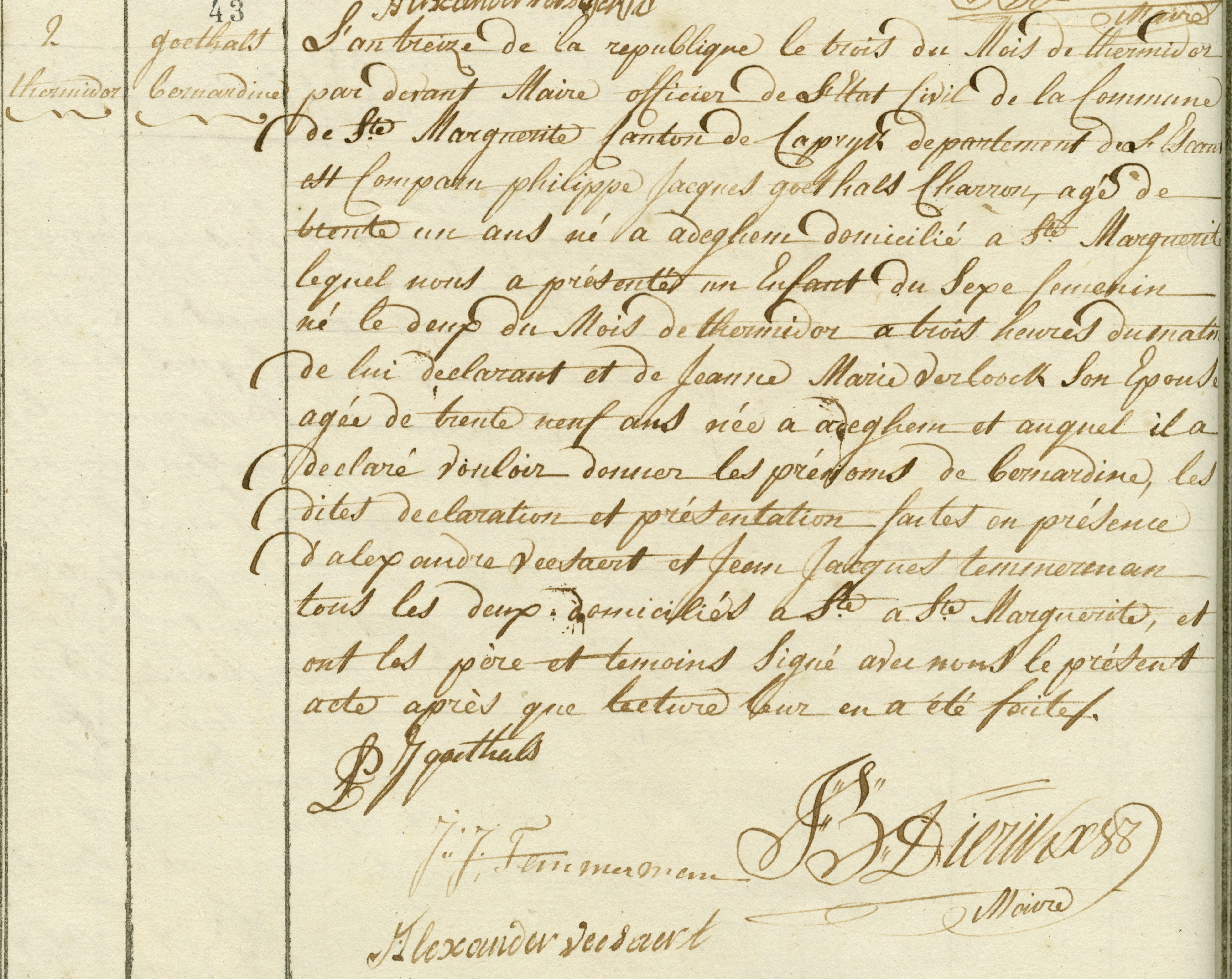 Geboorte-akt van Bernardine Goethals