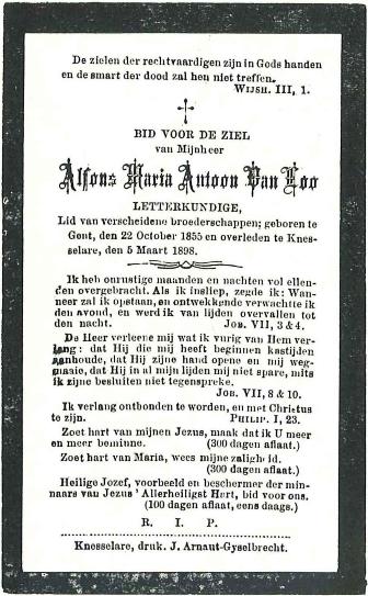 Bidprentje voor Alfons Van Loo