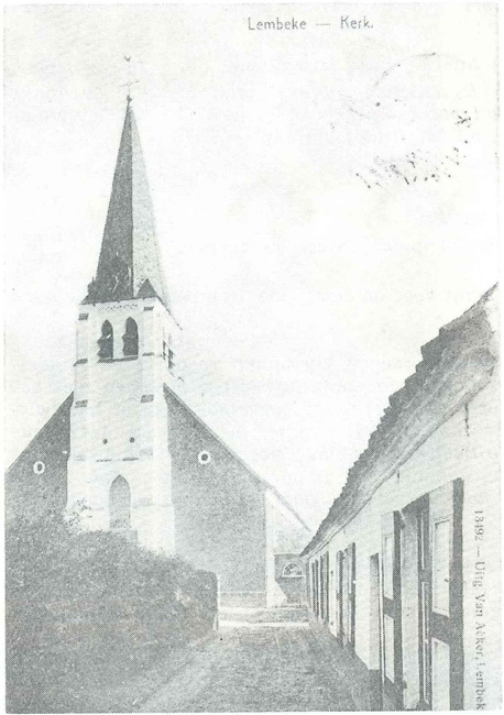 Voorzijde van de kerk te Lembeke omstreeks 1910