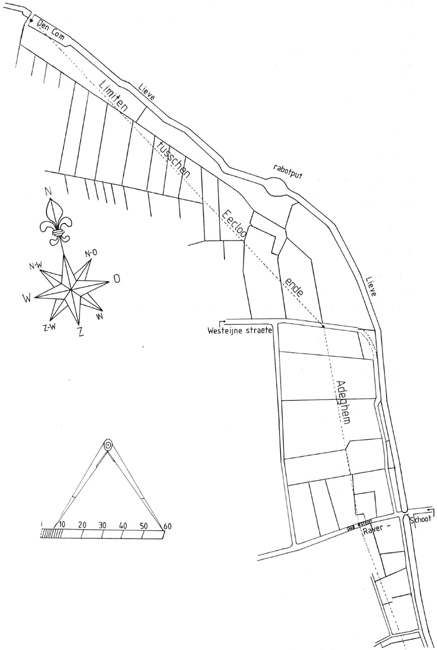 Enkele grenspalen tussen het Maldegemse en het Eeklose grondgebied.