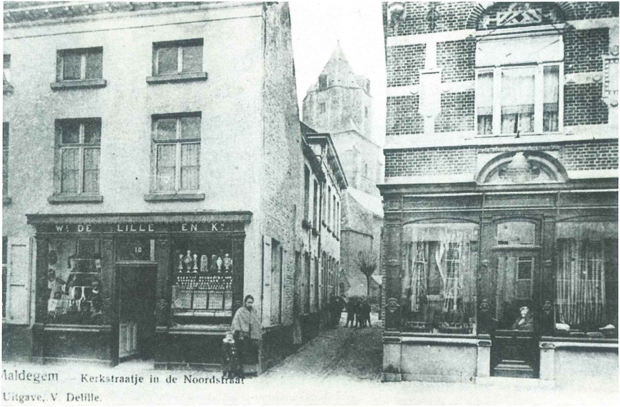 Het Kerkstraatje dat uitmondt in de Noordstraat (1904)