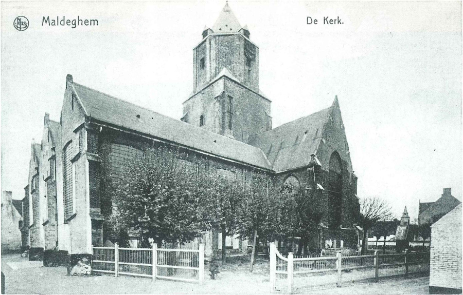 De Sint-Barbarakerk te Maldegem in 1910